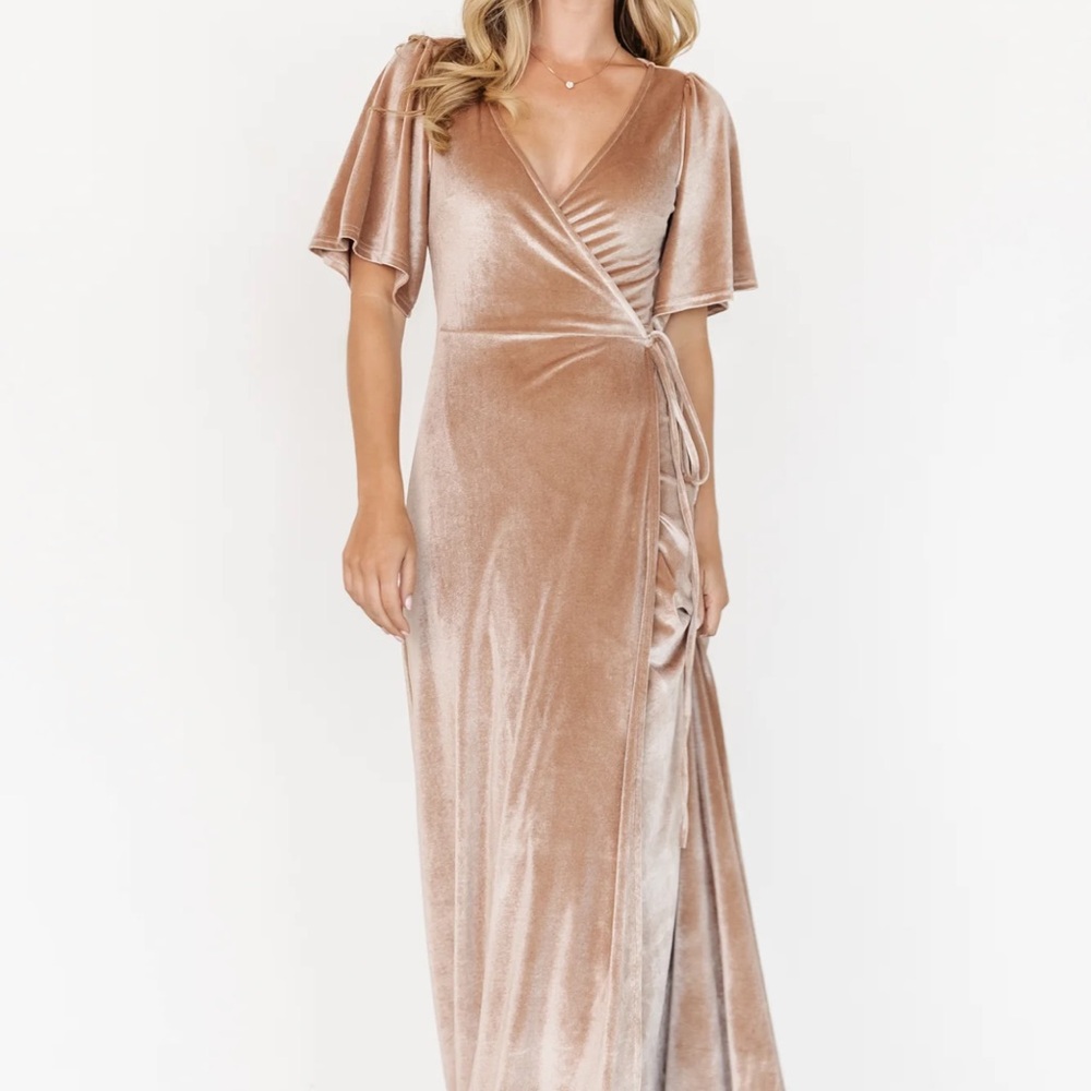 Baltic Born Velvet Maxi Dress in Soft Tan